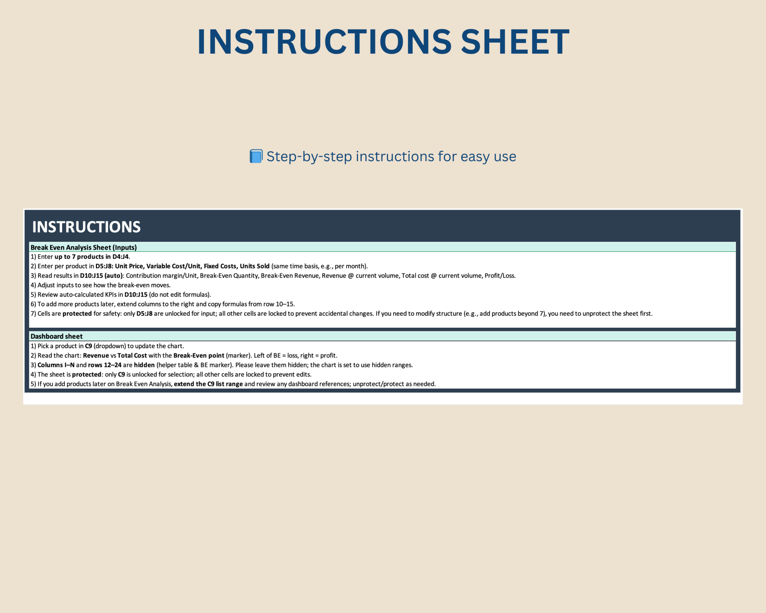Break-even Analysis Excel Template - Image 4